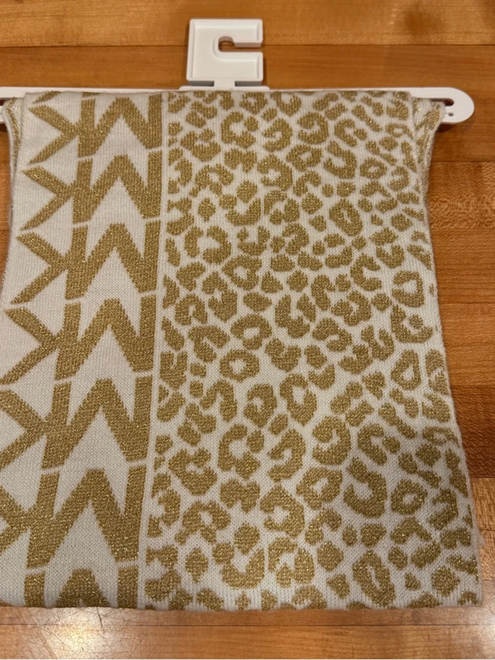 Michael Kors Cream and Gold‎ Leopard MK Logo Scarf & Beanie NWT